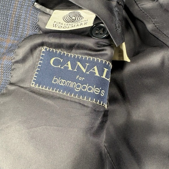 Canali For Bloomingdales Wool Lana Sport Coat Italy Windowpane 2 Button Size 38R - Picture 6 of 16